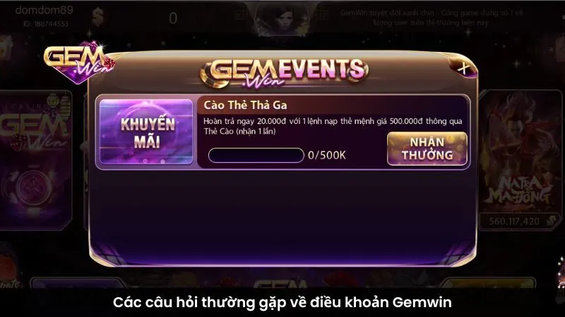 Các câu hỏi thường gặp về điều khoản Gemwin